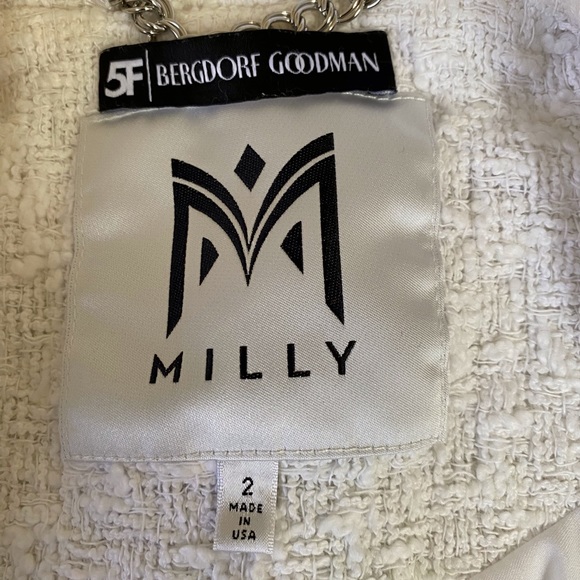Millie for 5F Bergdorf Goodman white fringe edge blazer, size 2 - Picture 5 of 6